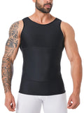 Men's Solid Color Plain Compression Shaper Top, High-Stretch Tummy-Control Shapewear Tank Top for Men