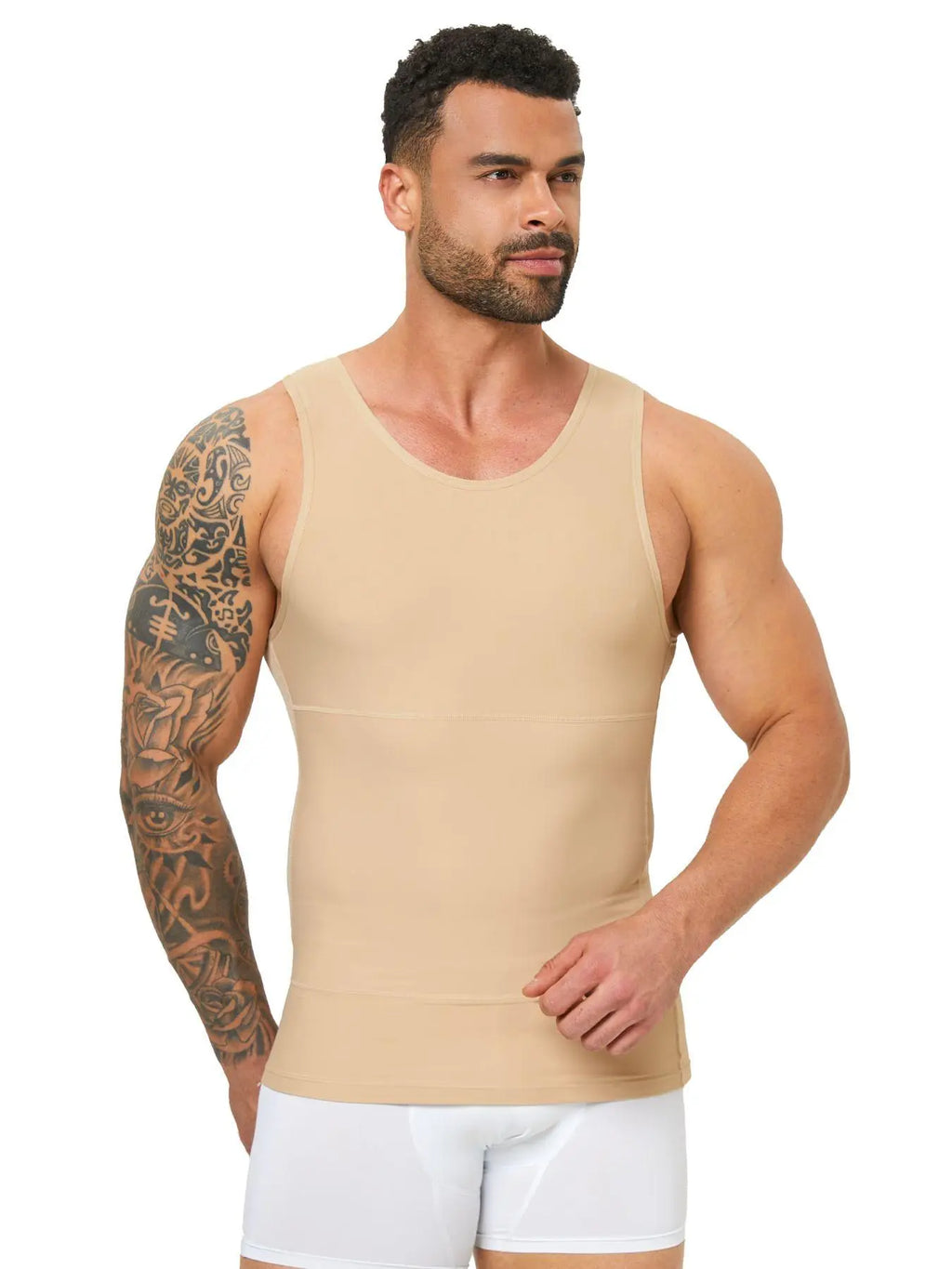 Men's Solid Color Plain Compression Shaper Top, High-Stretch Tummy-Control Shapewear Tank Top for Men